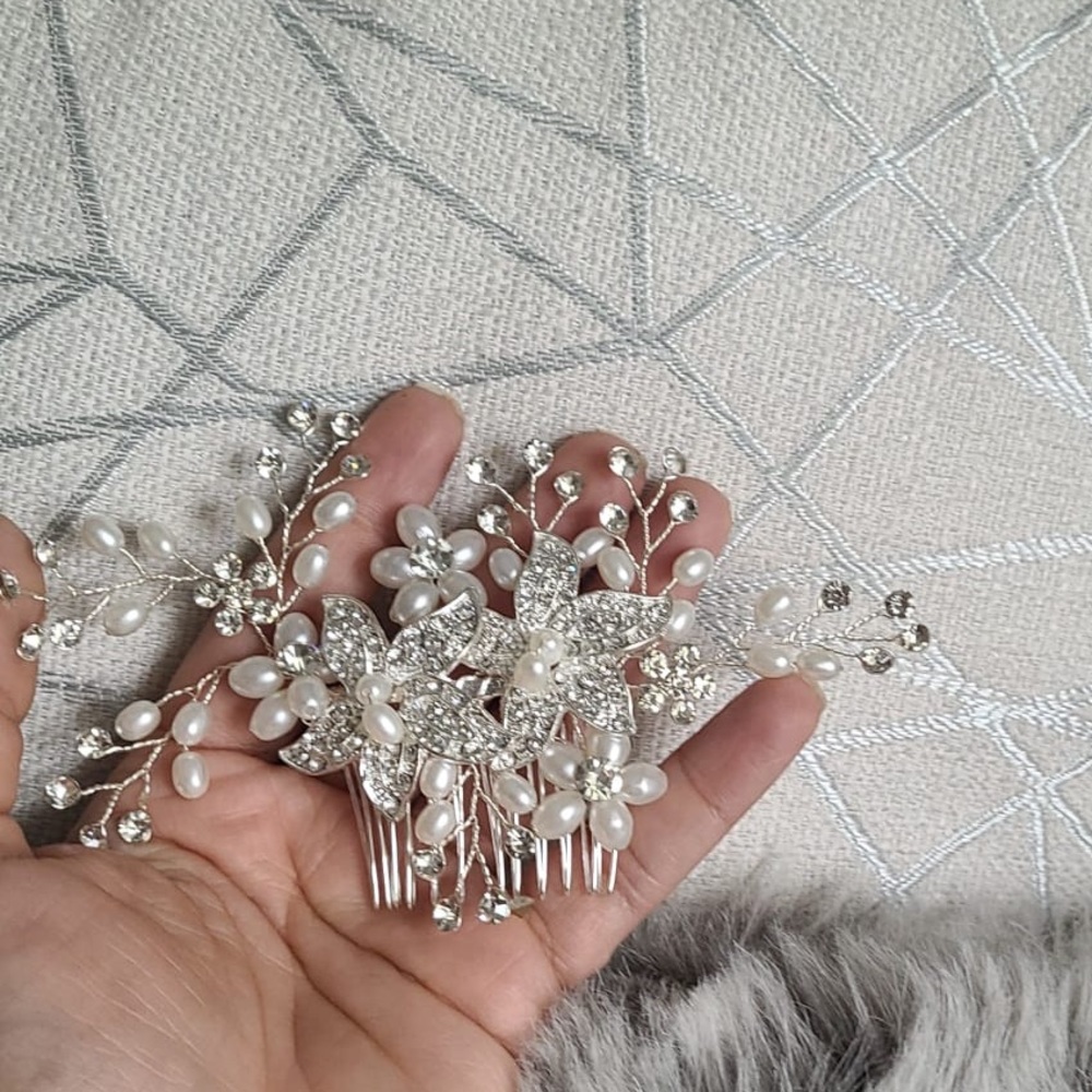High quality Hair Combs Bridal Hair Accessories For Women Hair Jewelry Silver - Picture 2 of 6